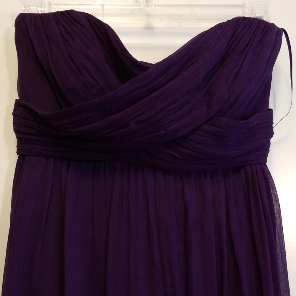 Strapless chiffon floor length gown